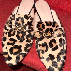 Kate Spade Leopard Print Mules with Gold Accent